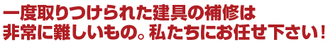 アルミサッシ、ステンレス、玄関扉のキズ補修のプロ！リペアマックスにお任せ下さい